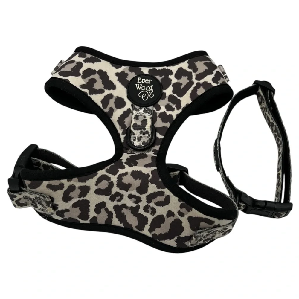Ever Woof Ever So Wild Snow Leopard Print Dog Harness and Collar